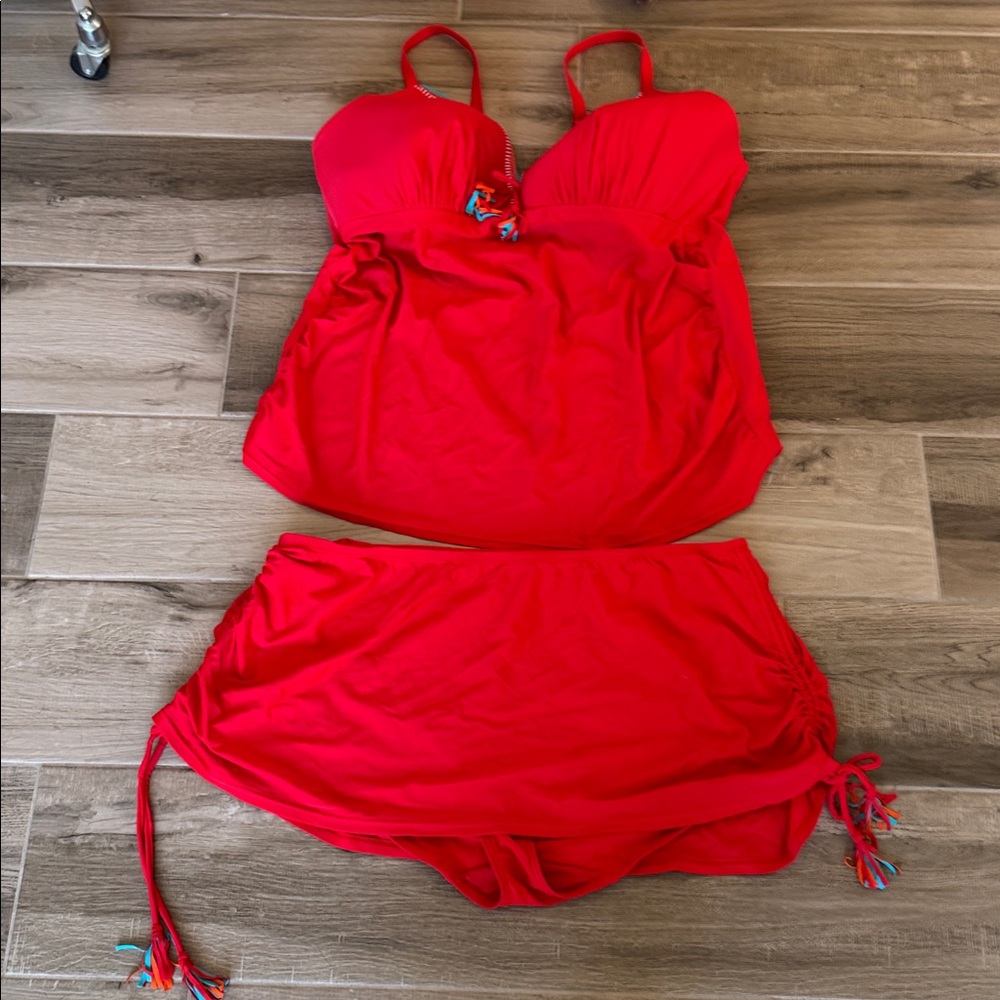 Lane Bryant Cacique 28W skirted tankini 2 piece set swimsuit